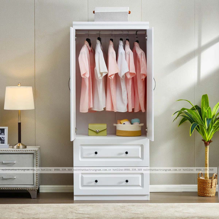 Tủ áo nhỏ gọn màu trắng TA46 thanh lịch giá tốt